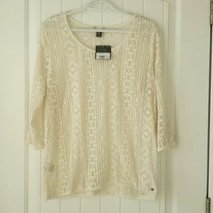 Eddie Bauer womans embroidered lace top, NWT,  size large